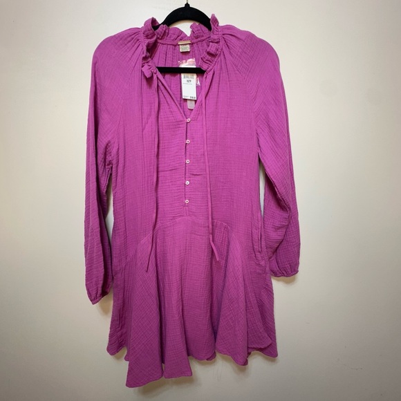 Magaschoni 100% Organic Cotton Gauze Dress NWT Rosebud - Picture 1 of 8